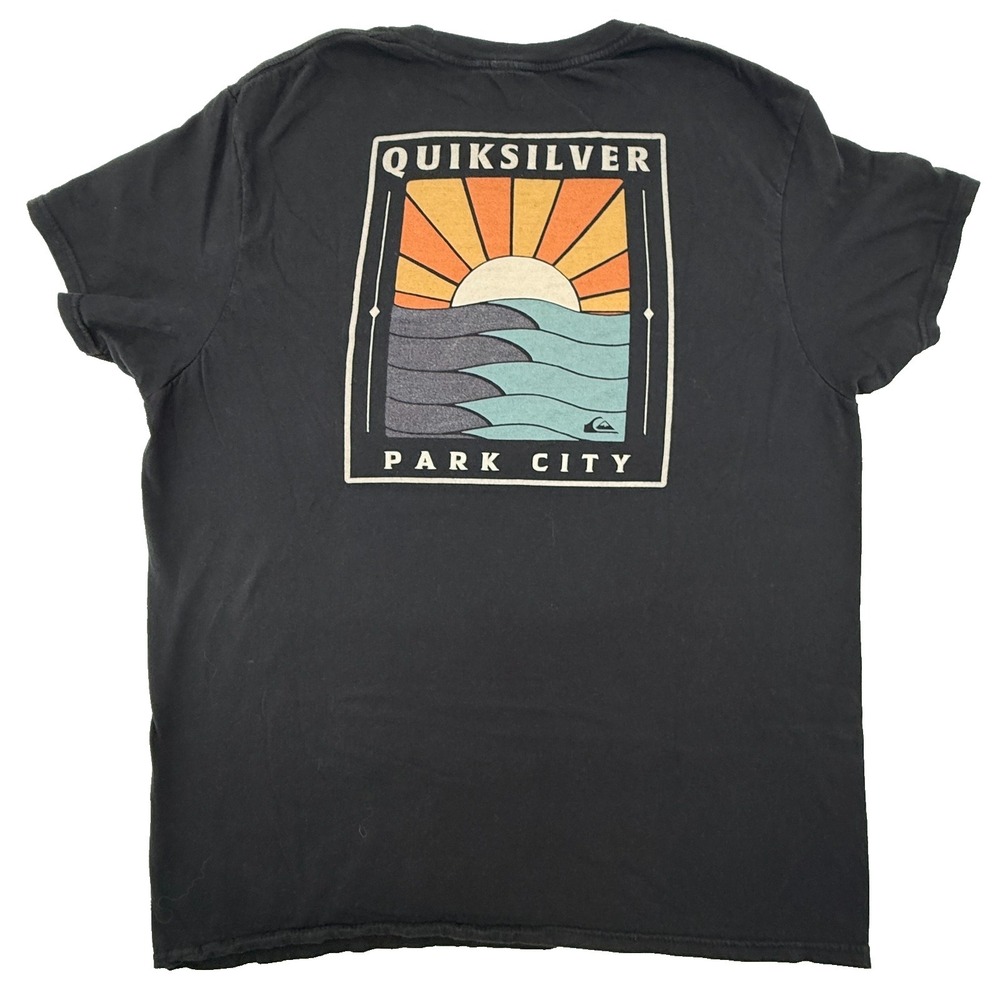 Quiksilver Park City Mens T Shirt Large Black Surf Skate Logo Short Sleeve Tee - Picture 4 of 6